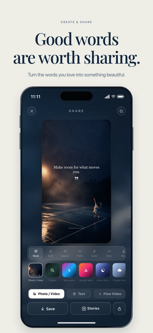 Motivational for iPhone — Pass it on. Make something worth sharing.